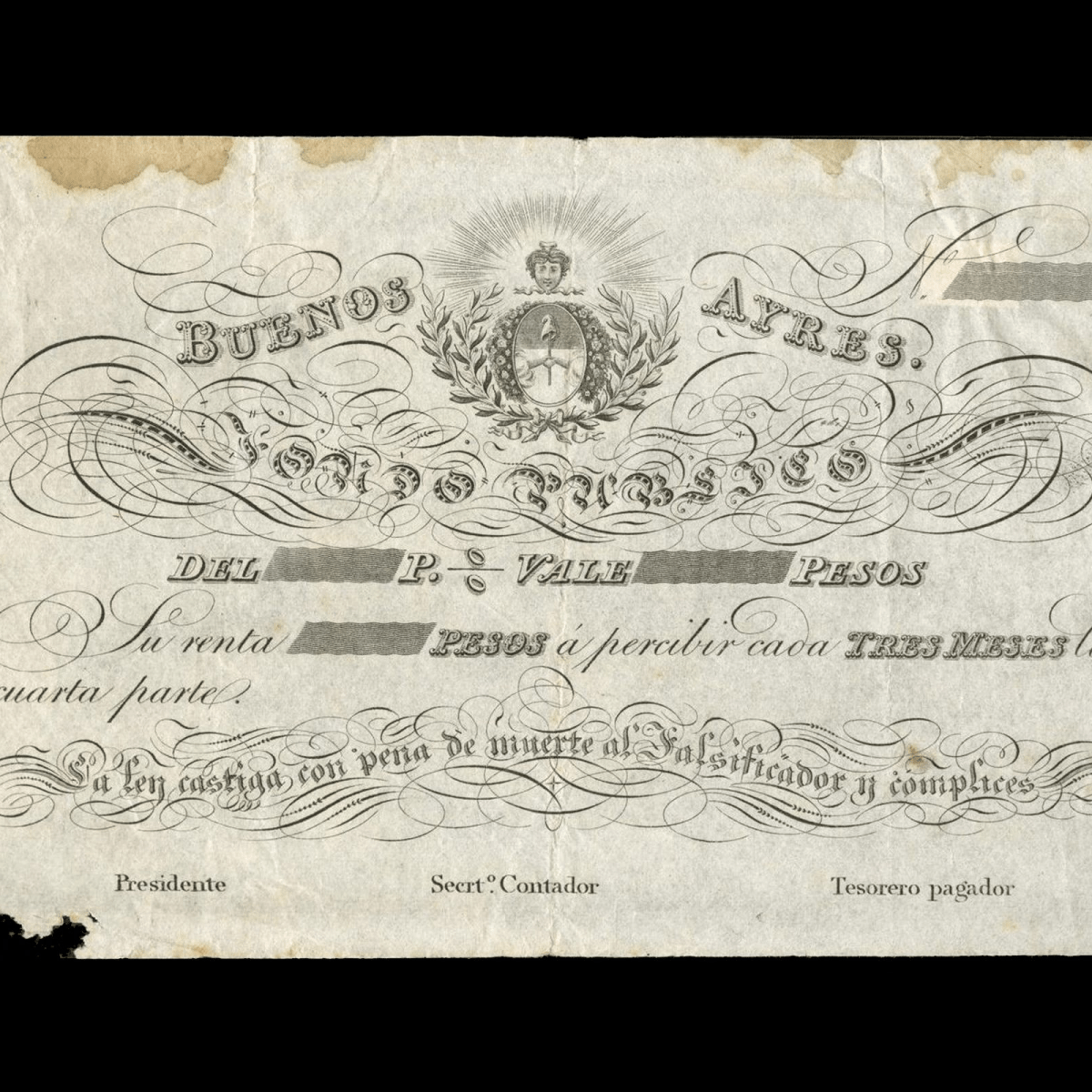 Selección de billetes argentinos del siglo&nbsp;XIX