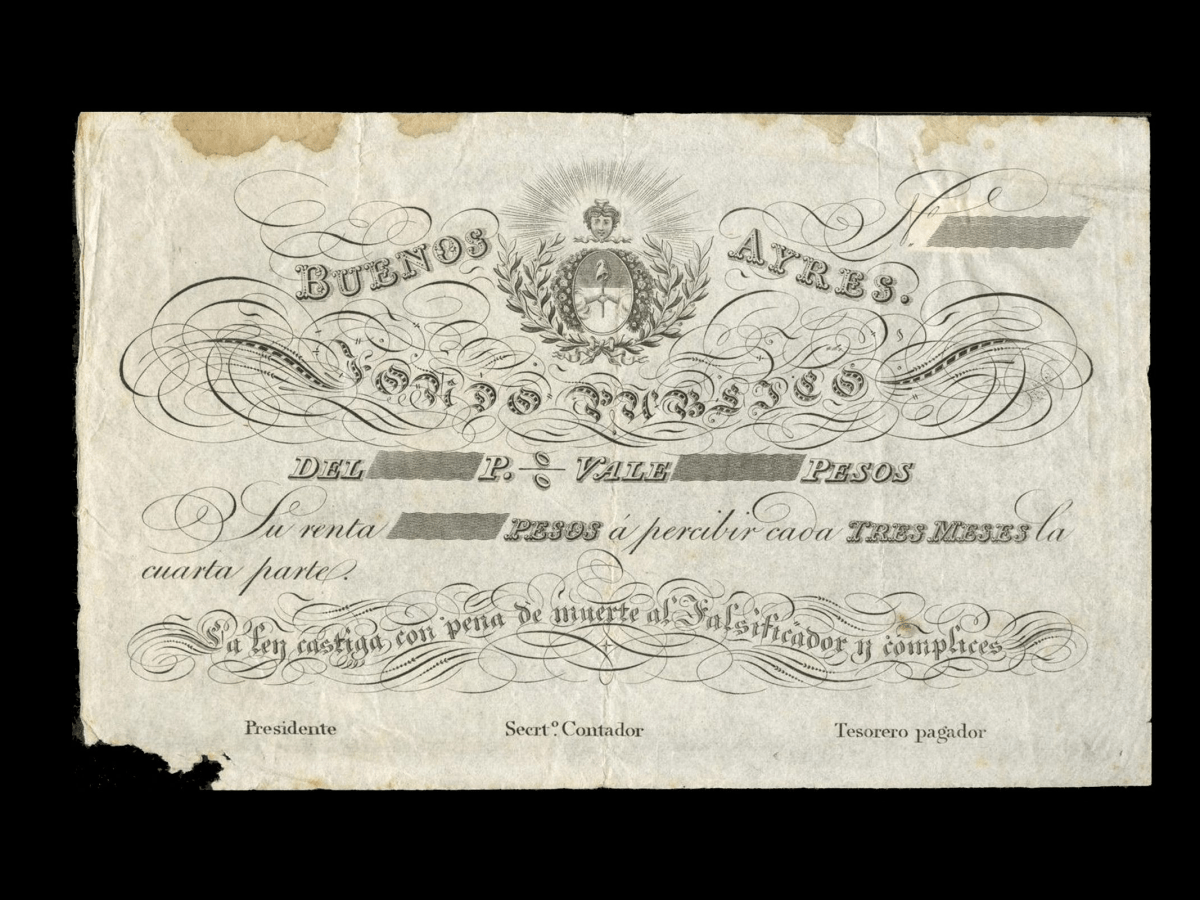 Selección de billetes argentinos del siglo&nbsp;XIX