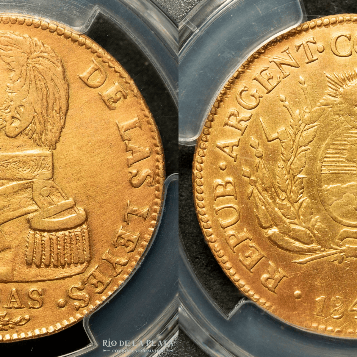 Onza de oro riojana con el busto de&nbsp;Rosas